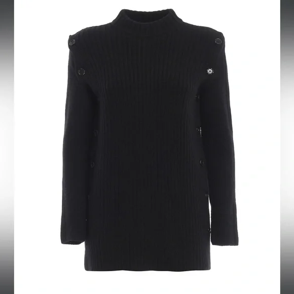 MARNI Black wool sweater with detachable sleeves‎